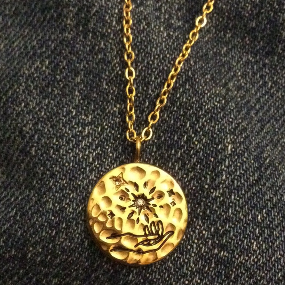 NEW Anthro Celestial Hand Medallion Necklace